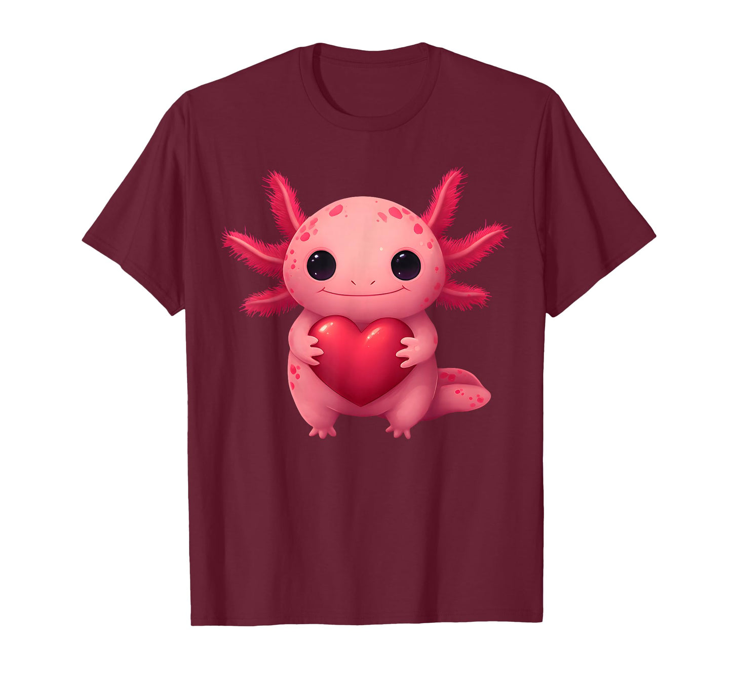 Valentine Cute Pink Axolotl Lovers Heart Girl Women Kid T-Shirt