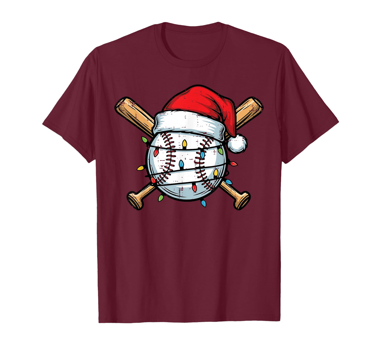 Christmas Baseball Ball Santa Hat Xmas Sports Men Boys Kids T-Shirt