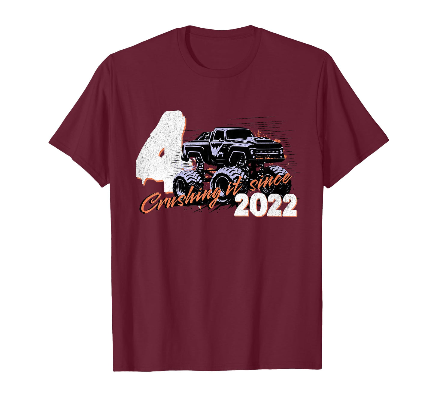 Kids 4th Birthday Truck Turning 4 Years Old Boy Born in 2022 T-Shirt