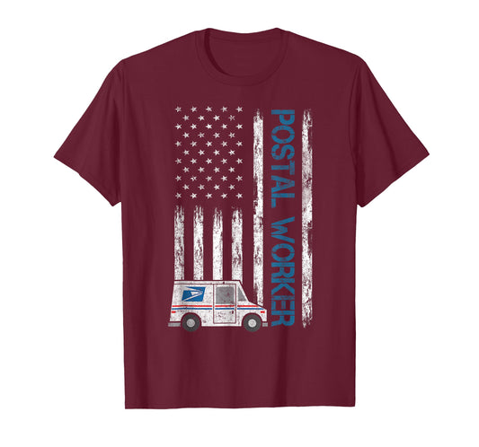 USA Flag Patriotic Postal Worker Mailman Mail Lady Novelty T-Shirt