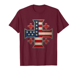 USA Flag Jerusalem Cross - Kingdom of Jerusalem T-Shirt