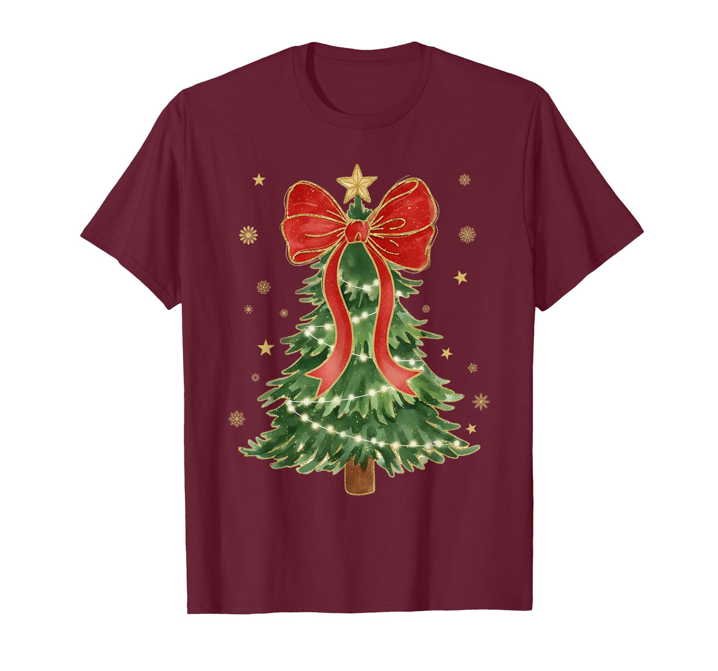 Coquette Bow Christmas Tree Xmas Holiday Girly Outfit Women T-Shirt