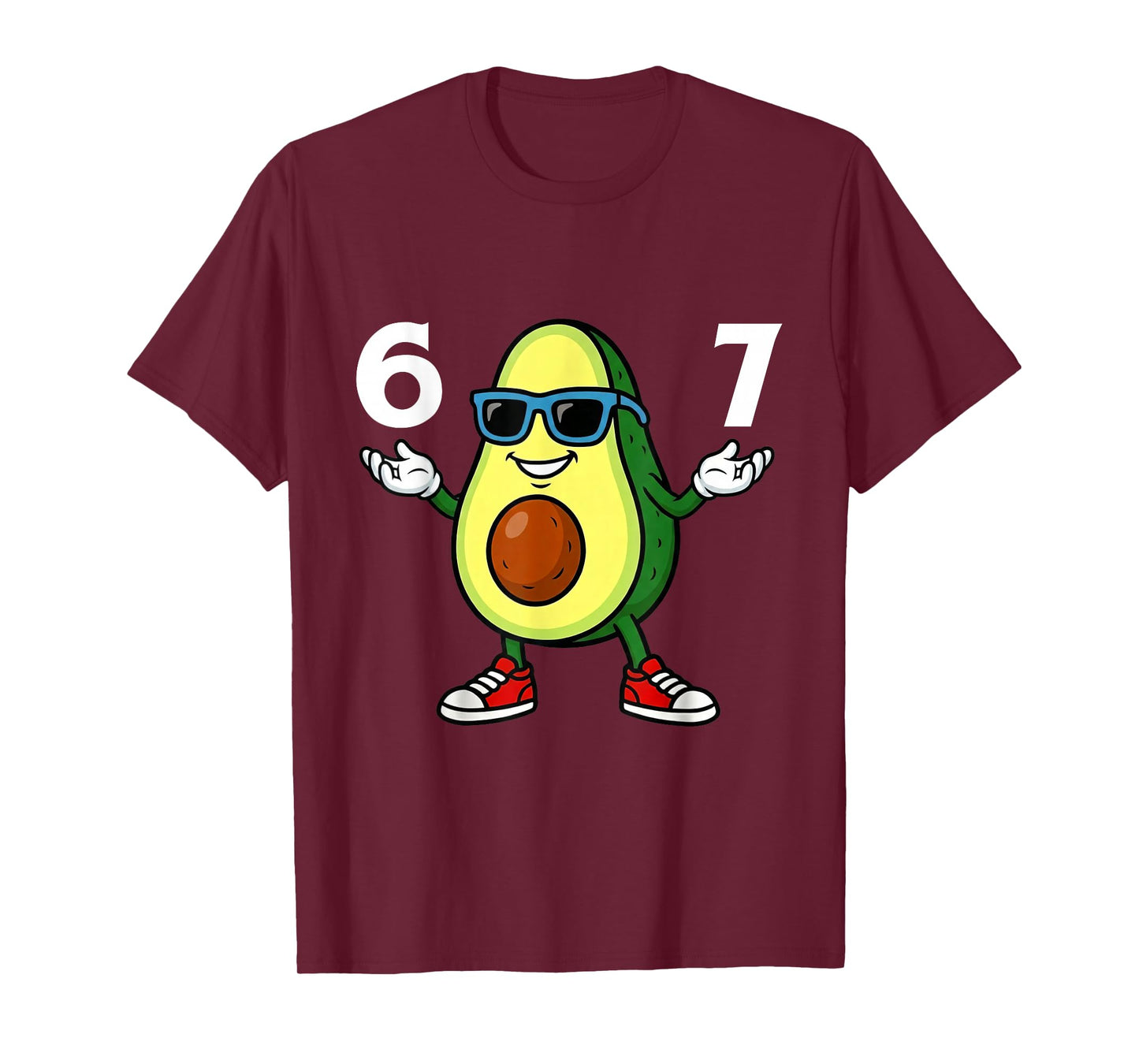 67 Avocado 6 7 Funny Cool Six Seven Meme Cartoon Boys Teen T-Shirt