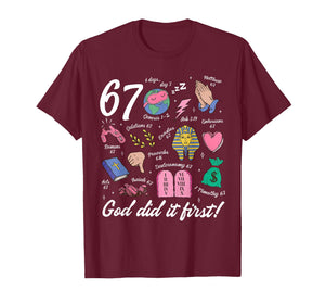 Funny 67 God Did It First 67 Meme Jesus Christian Bible T-Shirt