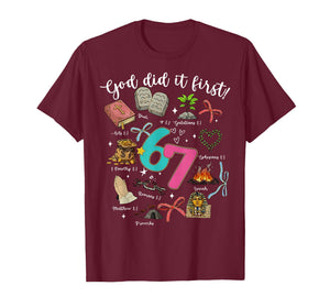 Funny God Did It First 67 Meme Jesus Christian Bible T-Shirt
