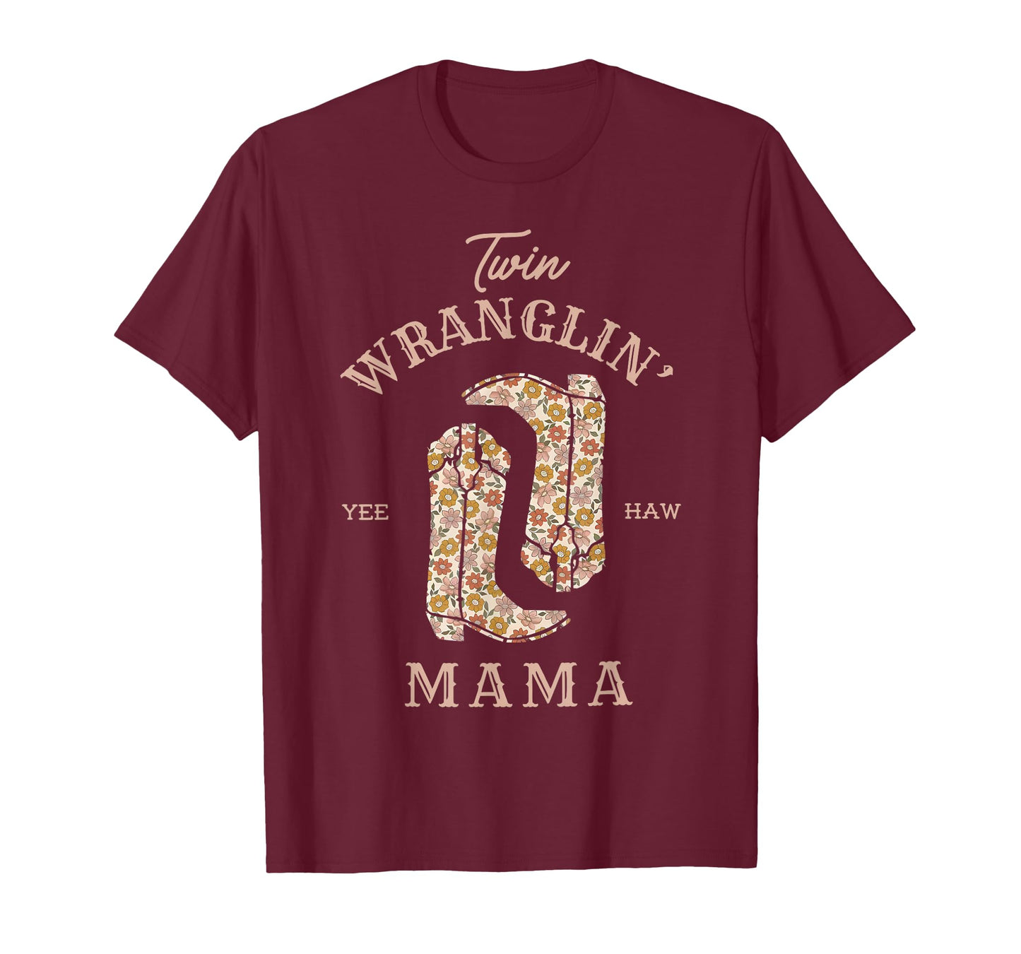Twin Wranglin's Mama Pregnancy Announcement Baby Western Mom T-Shirt