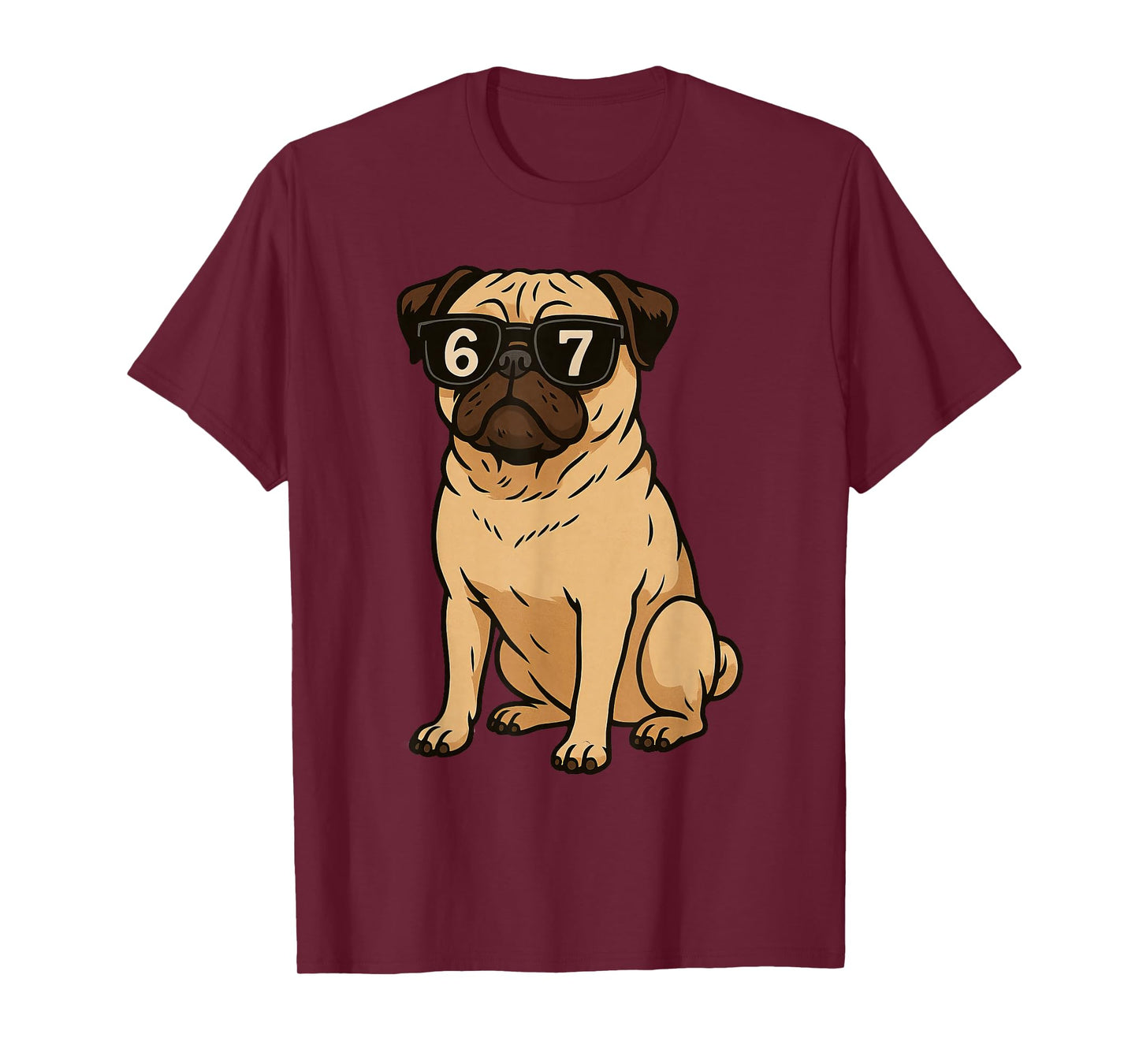 Funny Dog Pug Sunglasses 67 Six Seven Meme T-Shirt
