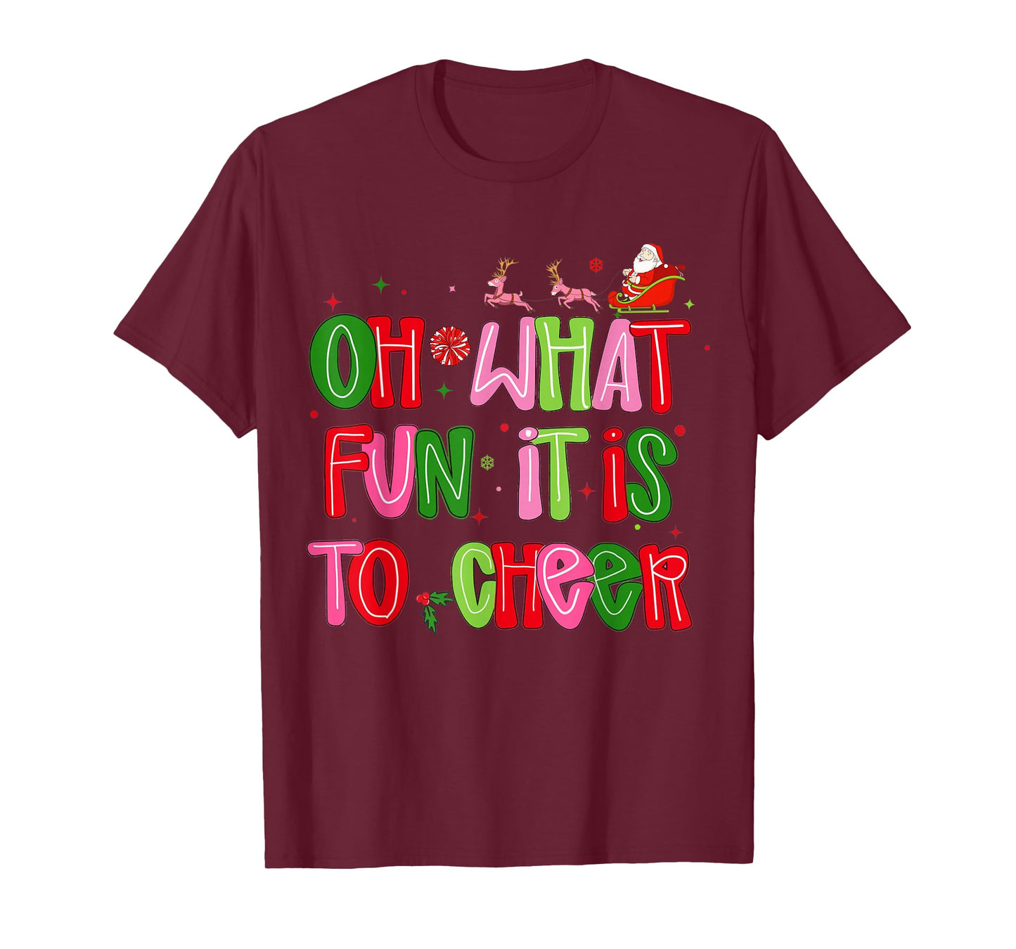 Retro Oh What Fun It is to Cheer Christmas Santa Cheerleader T-Shirt