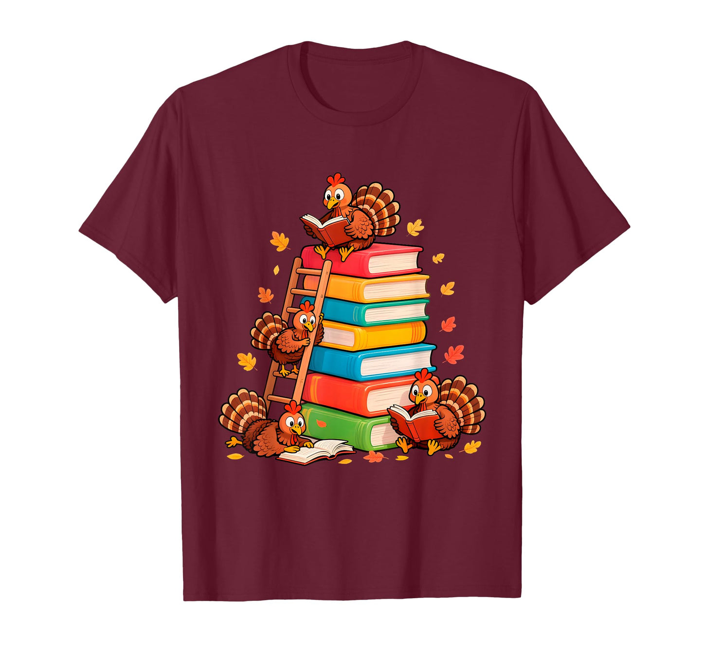 Turkey Reading Books Fall Teacher Librarian Thanksgiving T-Shirt