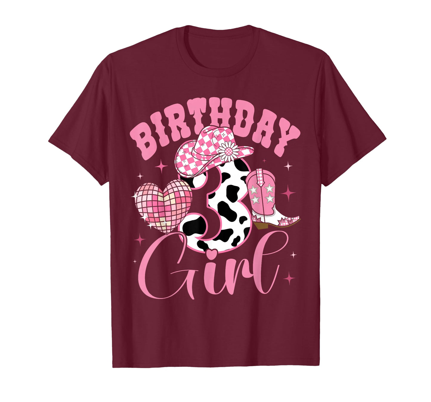 Happy 3rd Birthday Girl Outfit Rodeo Western Cowgirl Cowboy T-Shirt