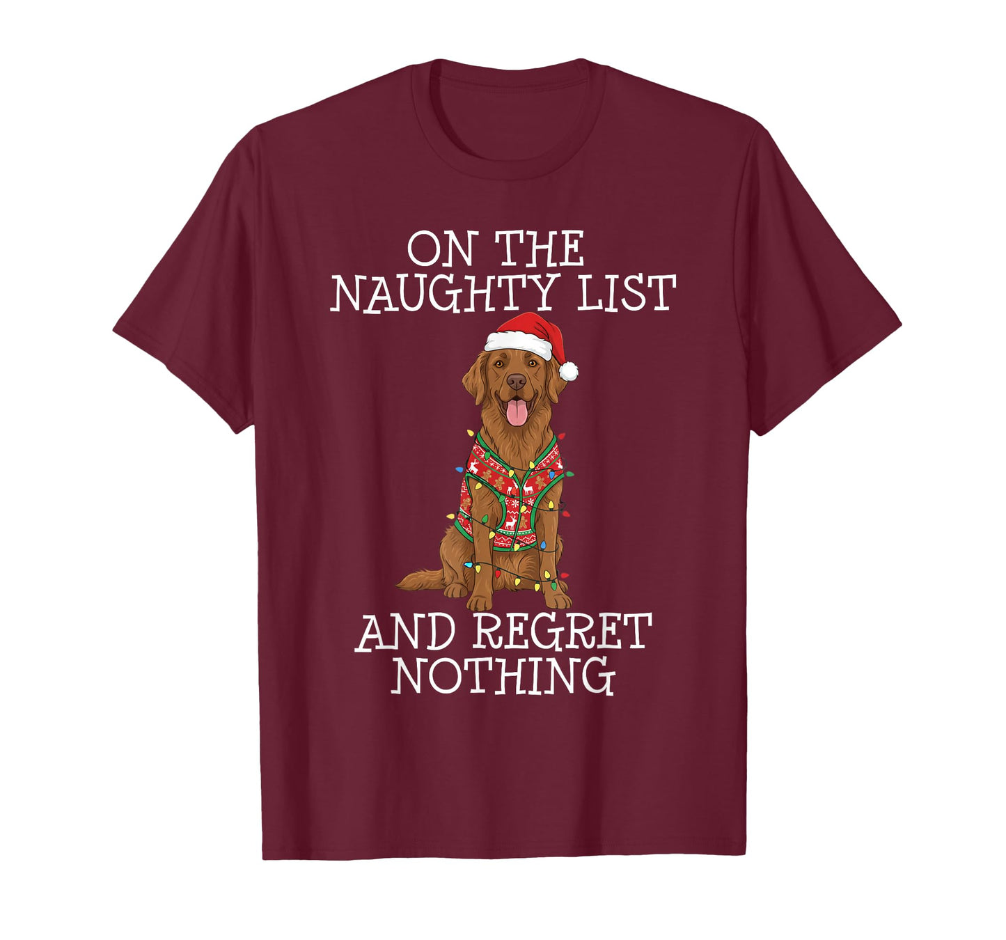 Funny Christmas Chesapeake Bay Retriever Naughty List T-Shirt