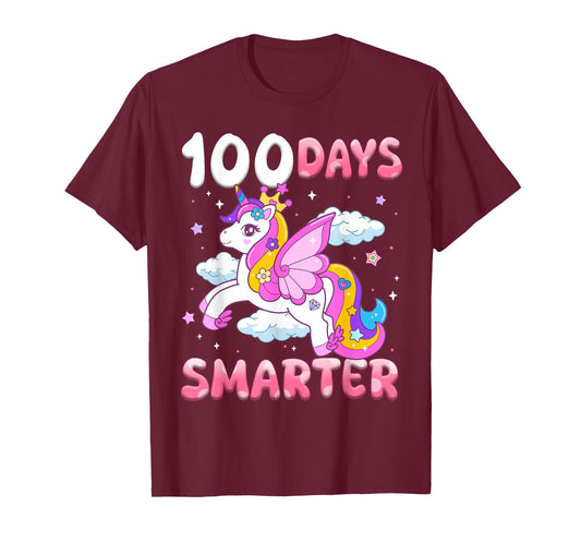 100th Day of School Cute Unicorn 100 Days Smarter Daughter T-Shirt