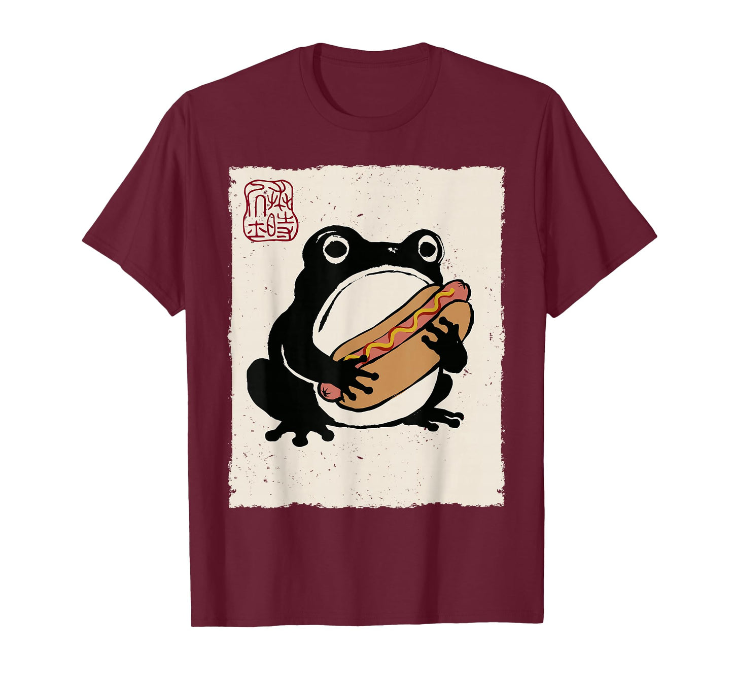 Grumpy Frog Funny Hot Dog Anime Japanese T-Shirt