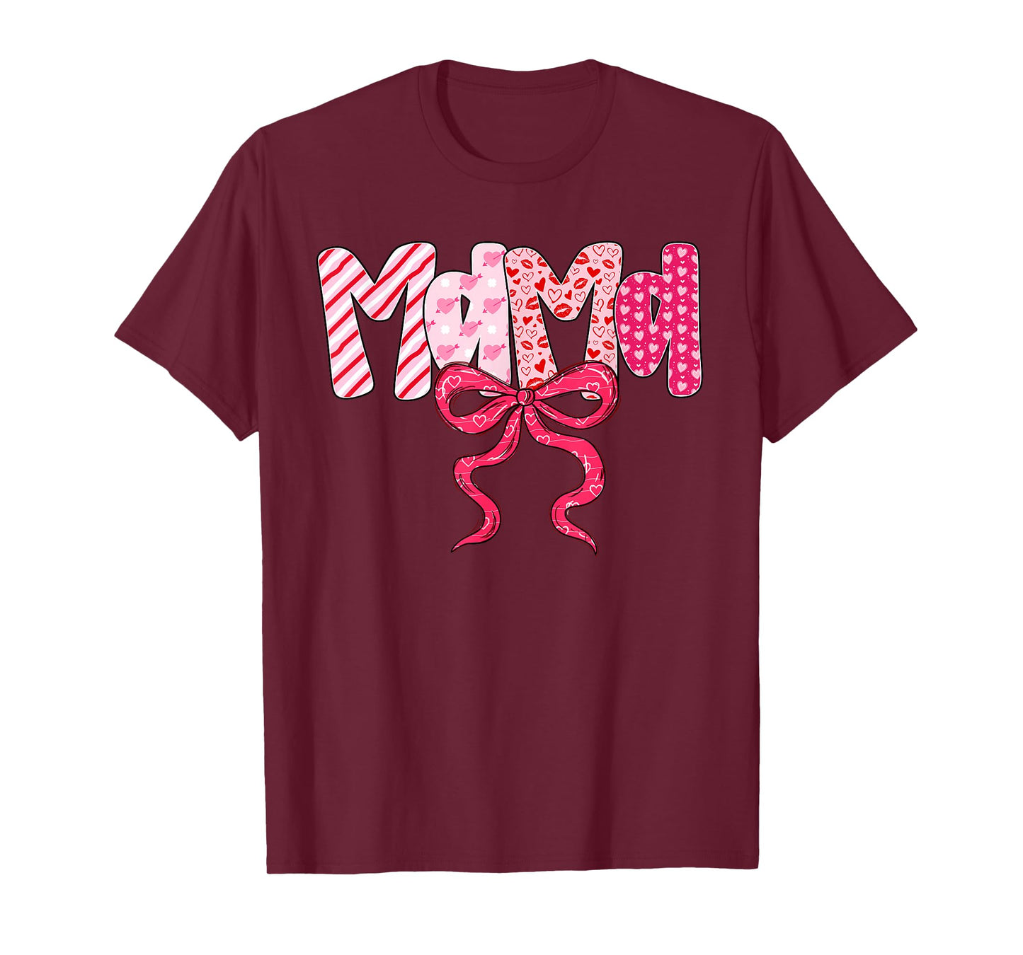 Mama Valentine Pink Coquette Bow Valentine's Day Mom T-Shirt