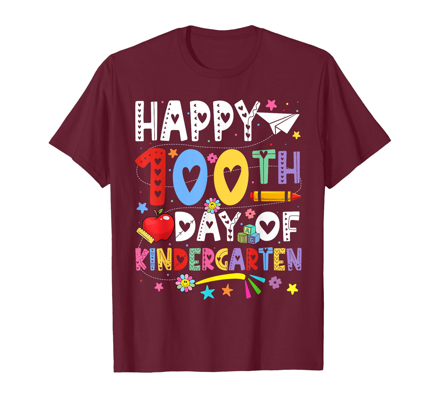 Happy 100th Day of School Teachers 100 Days of Kindergarten T-Shirt