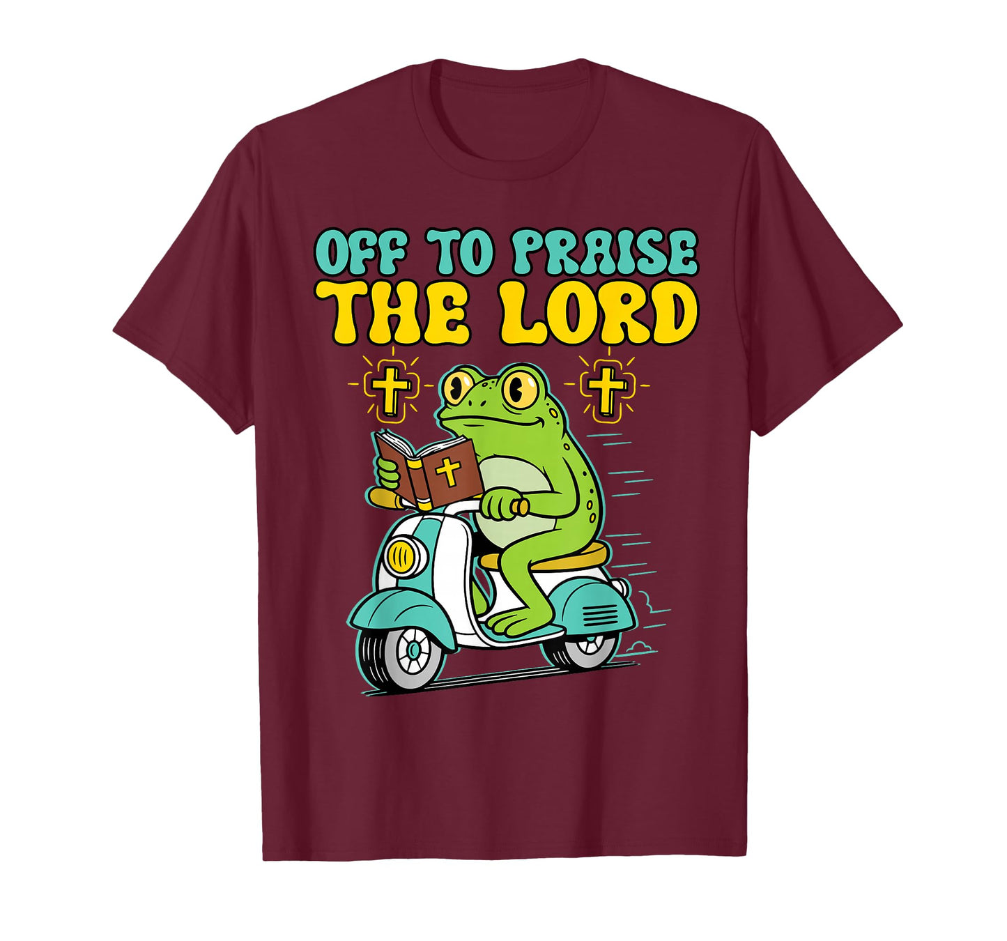 Funny Christian Frog Meme Off to Praise The Lord Religious T-Shirt
