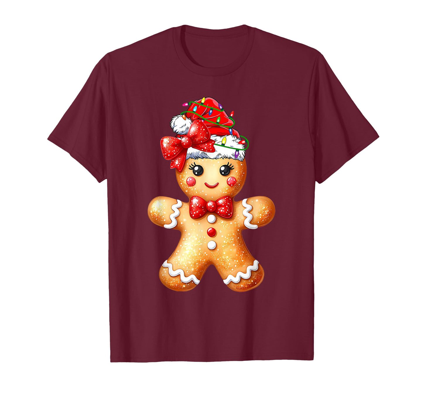 Merry Christmas Shirt Gingerbread Santa Pajamas Girls Women T-Shirt