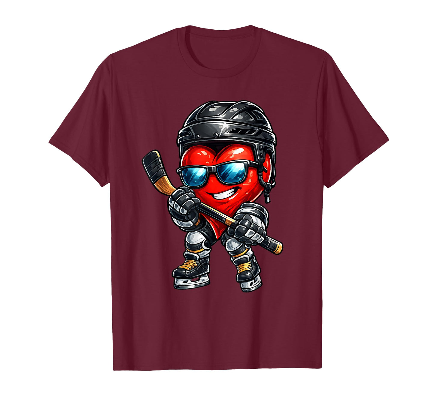 Valentines Day Heart Ice Hockey Goalie Love Hockey Men Boys T-Shirt