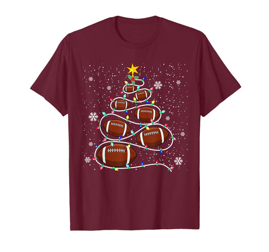 Football Christmas Tree Light Xmas Football Boys Girls Kids T-Shirt