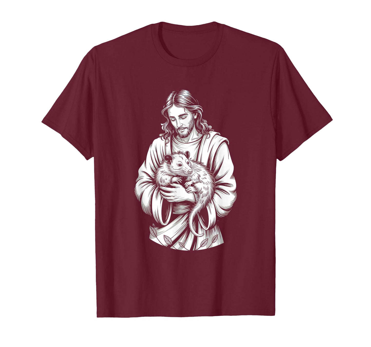 Jesus Holding Opossum Savior Animal Faith Wildlife Devotion T-Shirt