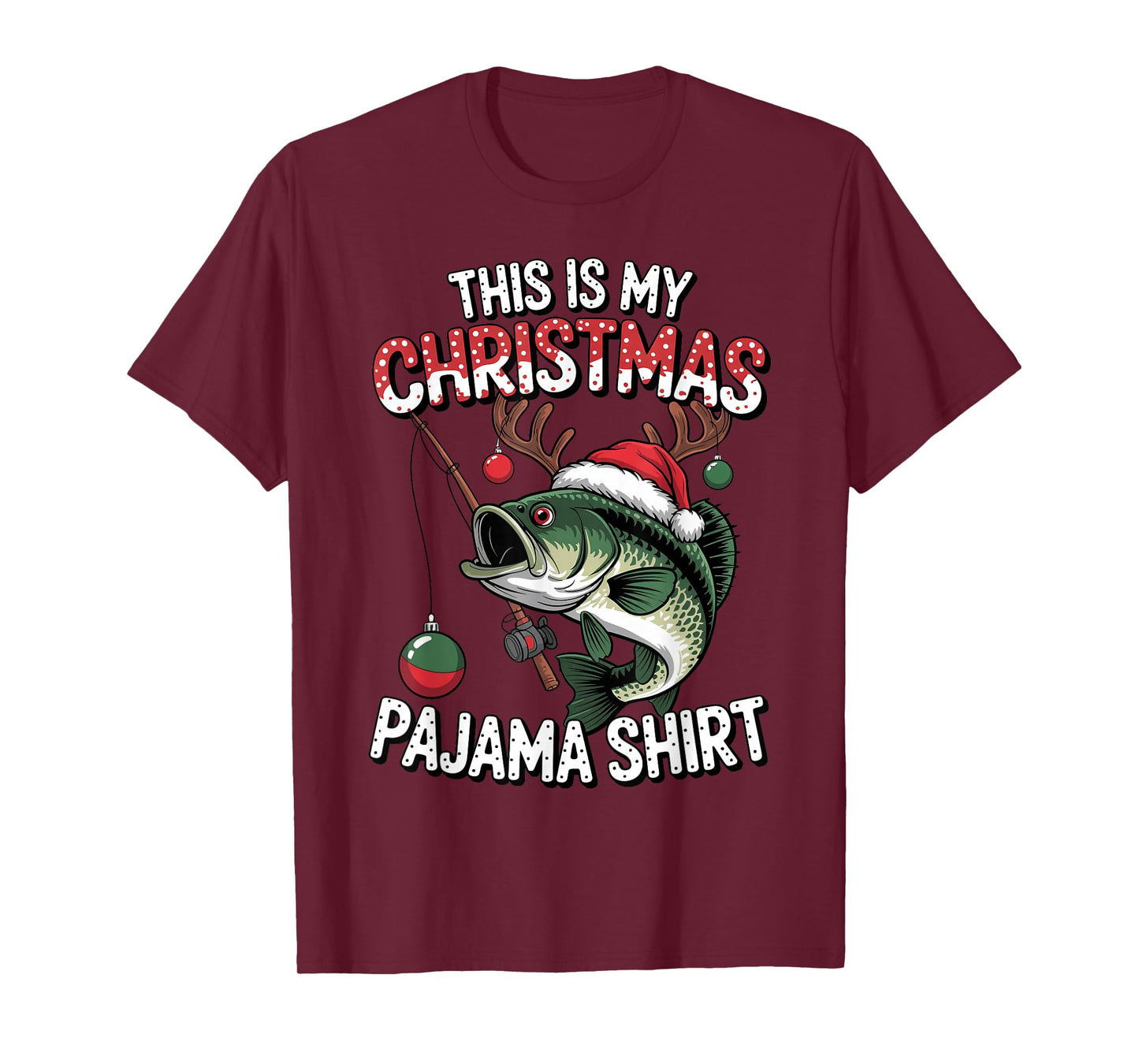 This is My Christmas Pajama Bass Fish Santa Hat Toddler Boys T-Shirt