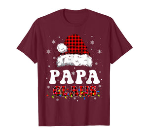 Papa Claus Funny Christmas Lights Pajama Family Matching T-Shirt