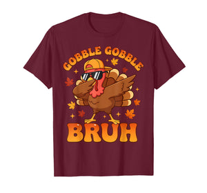 Bruh Funny Thanksgiving Gobble Turkey Boys Girls Kids T-Shirt