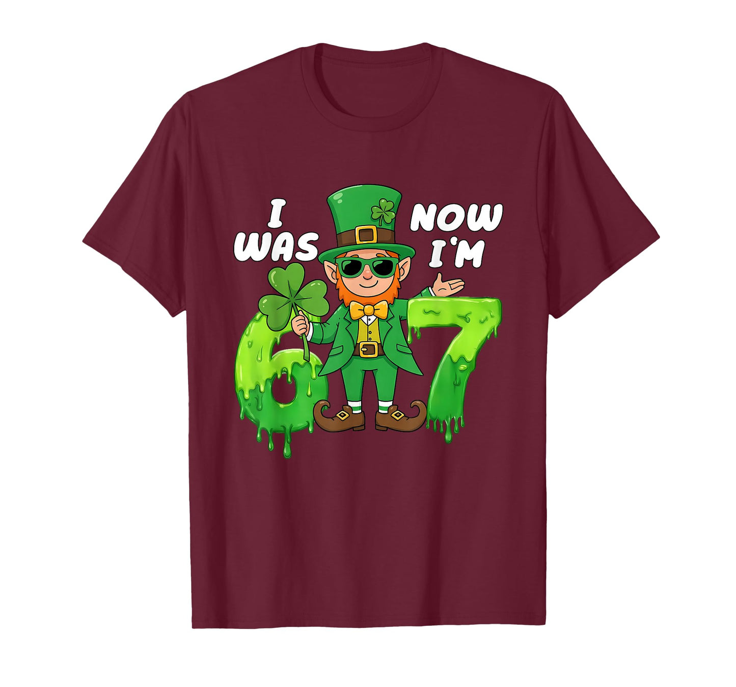 I was 6 Now Im 7 Leprechaun St Patricks Day 7th Birthday Boy T-Shirt