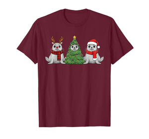 Retro Christmas Seal Santa Reindeer T-Shirt