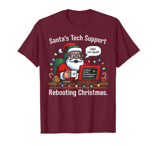 Santa's Tech Support - Rebooting Christmas Funny T-Shirt