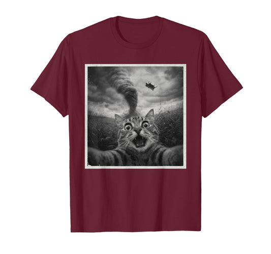 Cat Selfie with Disaster Tornado Sarcasm Funny Humor Meme T-Shirt