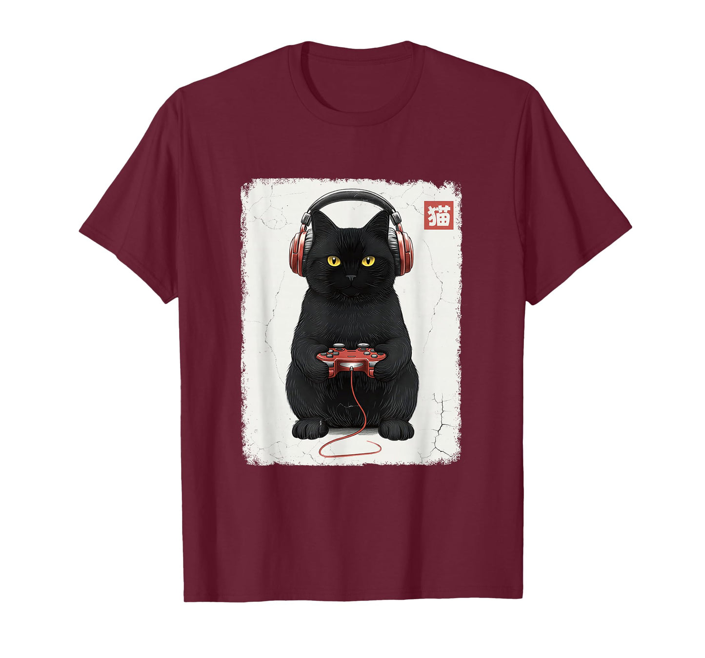 Distressed Gamer Japanese Art Funny Cat Video Games Kitty T-Shirt