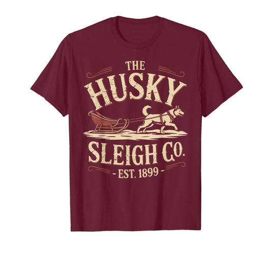 Retro Husky Sleigh Co - Vintage Dog Christmas T-Shirt