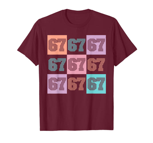 Six Seven Meme Funny 67 Checkered Teacher Kids Girls Boys T-Shirt
