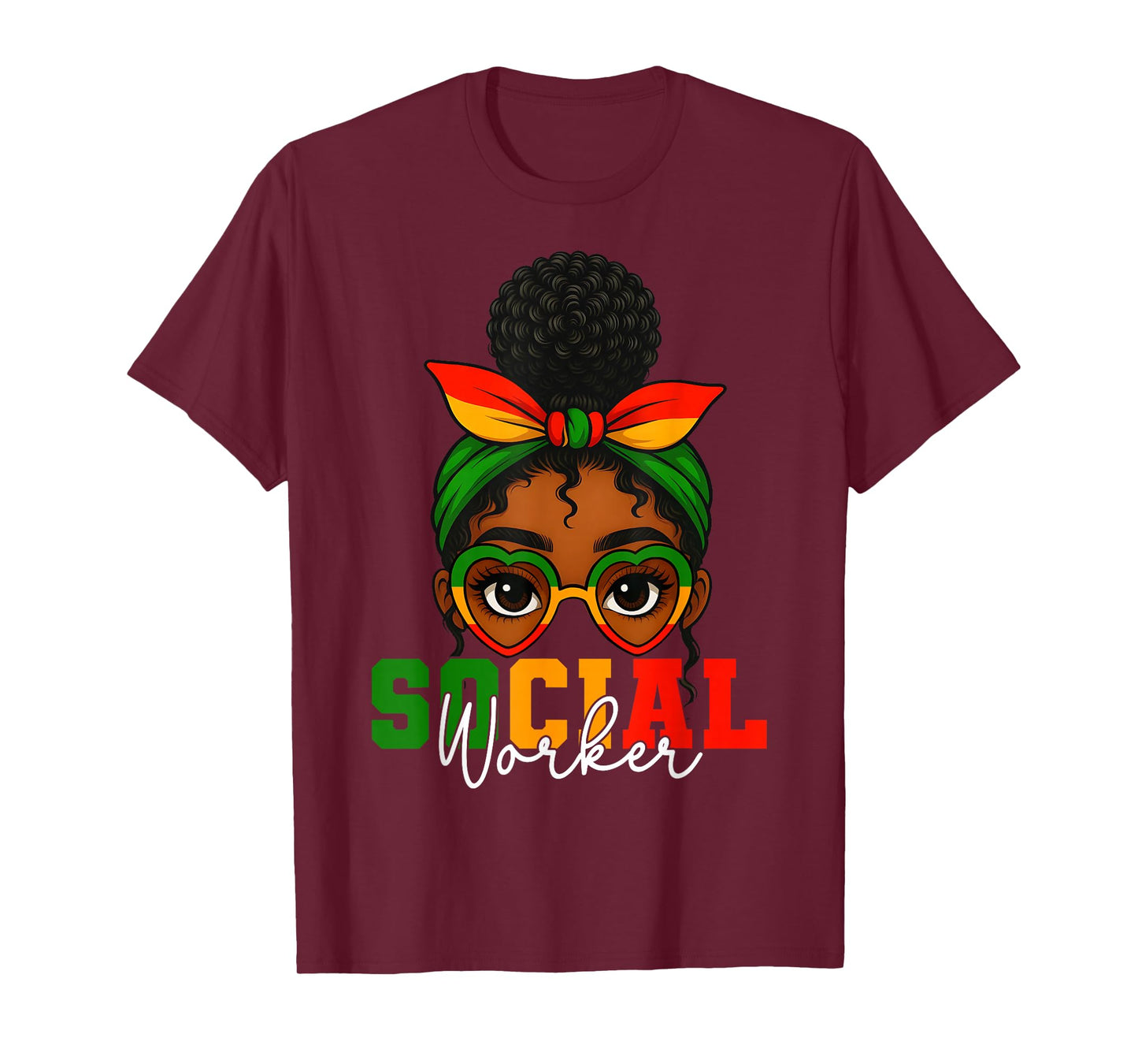 Social Worker Afro Girl Black History Month Flag Bandana T-Shirt