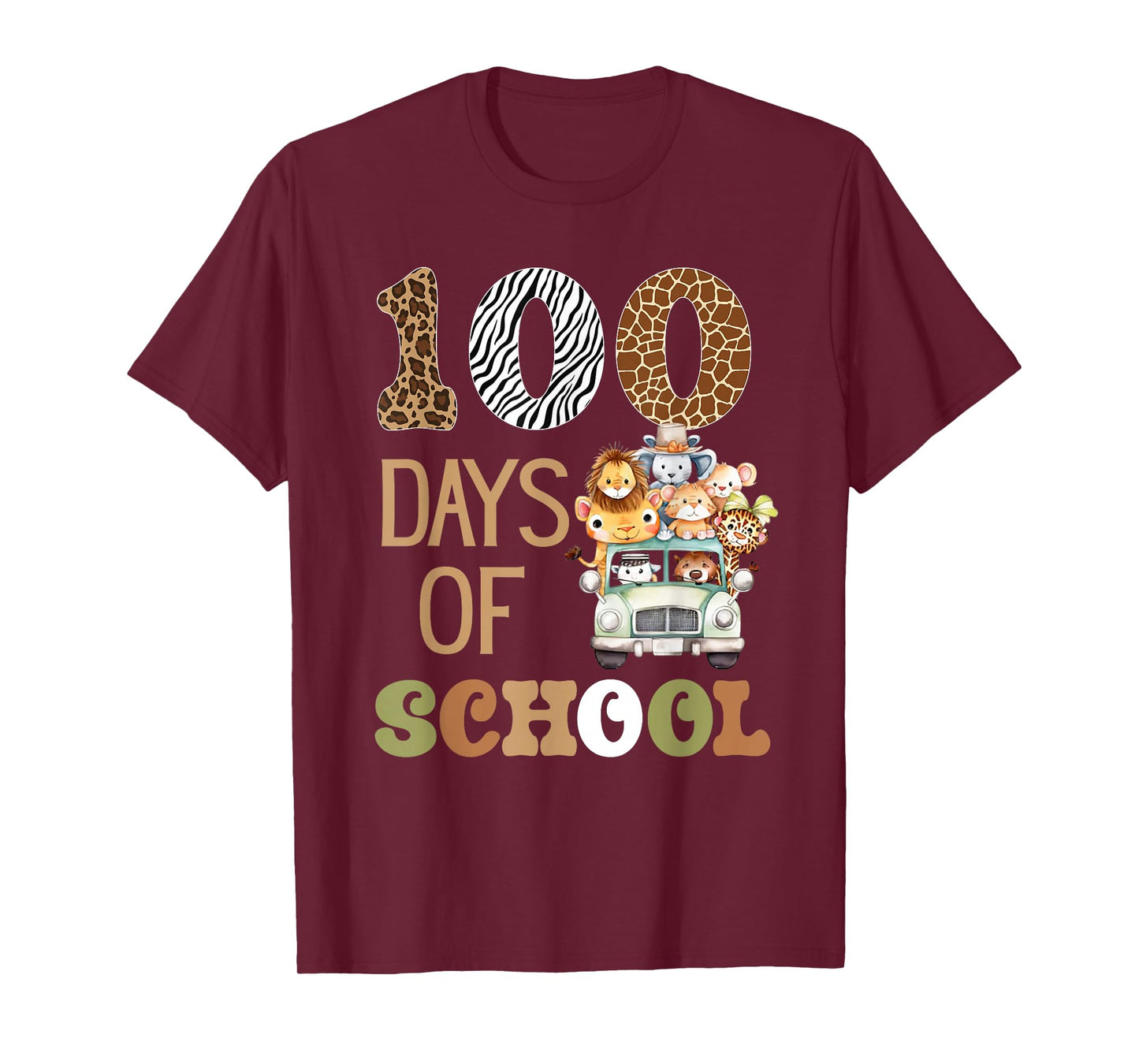 Wild 100 Days of School Zoo Safari Animals Happy 100th Day T-Shirt