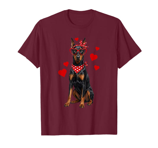 Doberman Pinscher Valentines Day Dog Lover Heart T-Shirt
