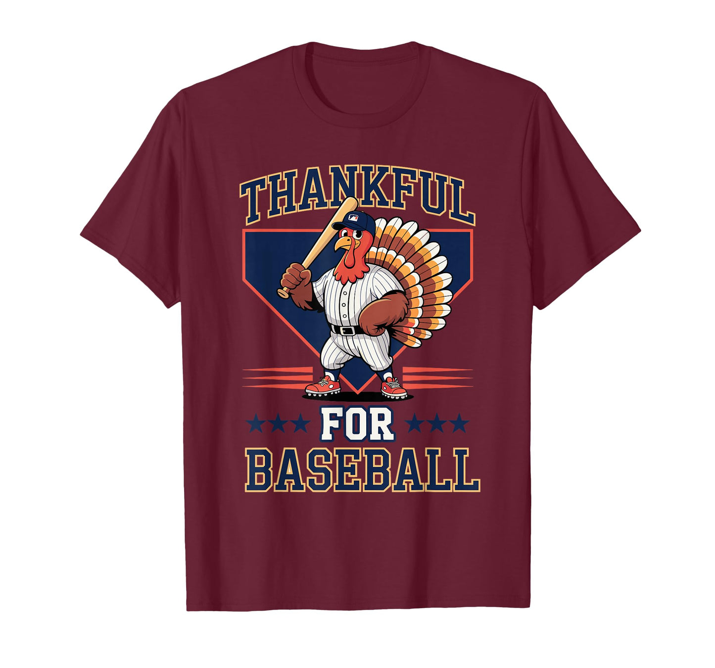 Thankful for Baseball Turkey Thanksgiving Holiday T-Shirt