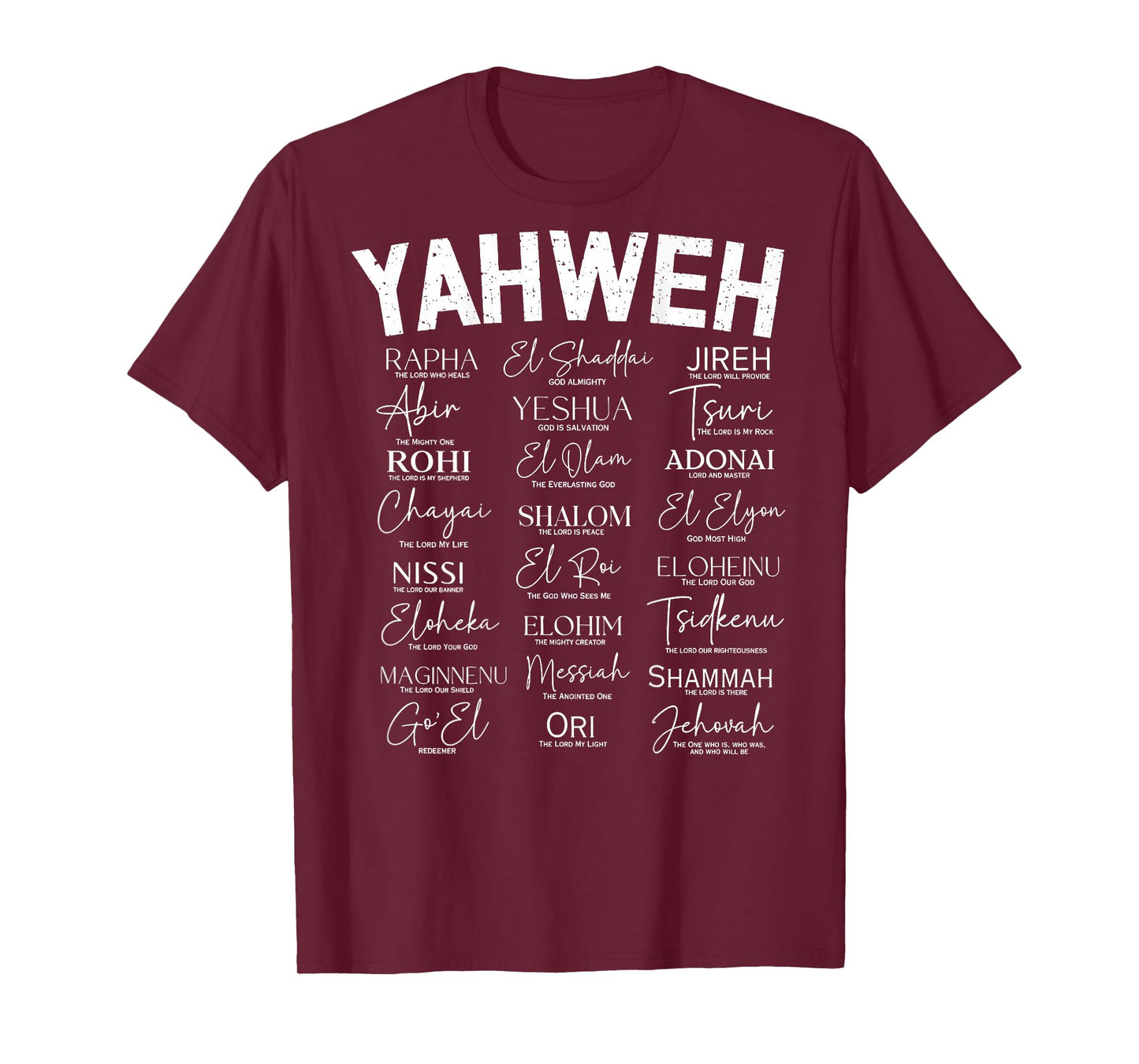 Hebrew Names of God Hebrew Jesus Christian (On Back) T-Shirt