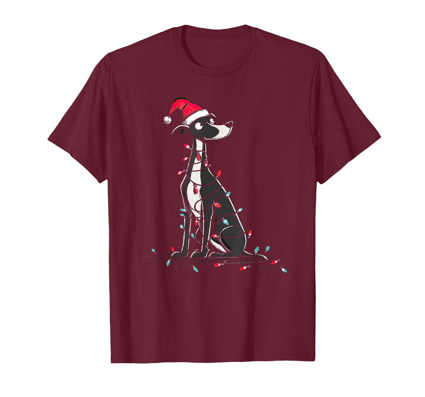 Funny Whippet Christmas Graphics Dog Lights Lover T-Shirt