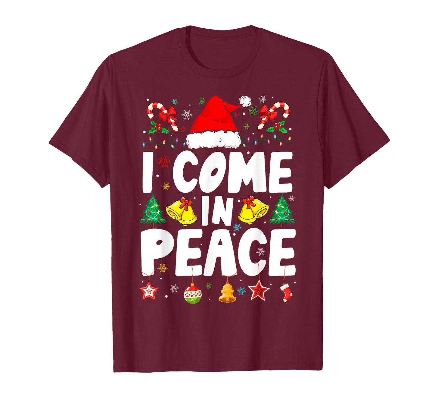 I Come in Peace I'm Peace Funny Couple Matching Christmas T-Shirt