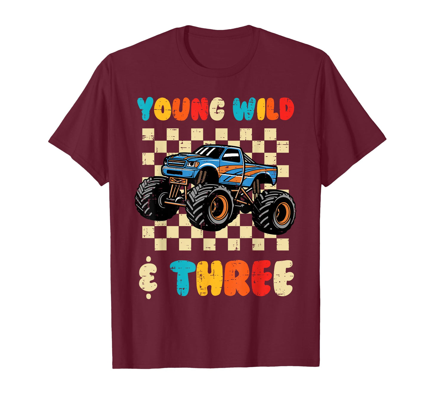 3rd Birthday Young Wild Three Truck Party Boys Kids T-Shirt