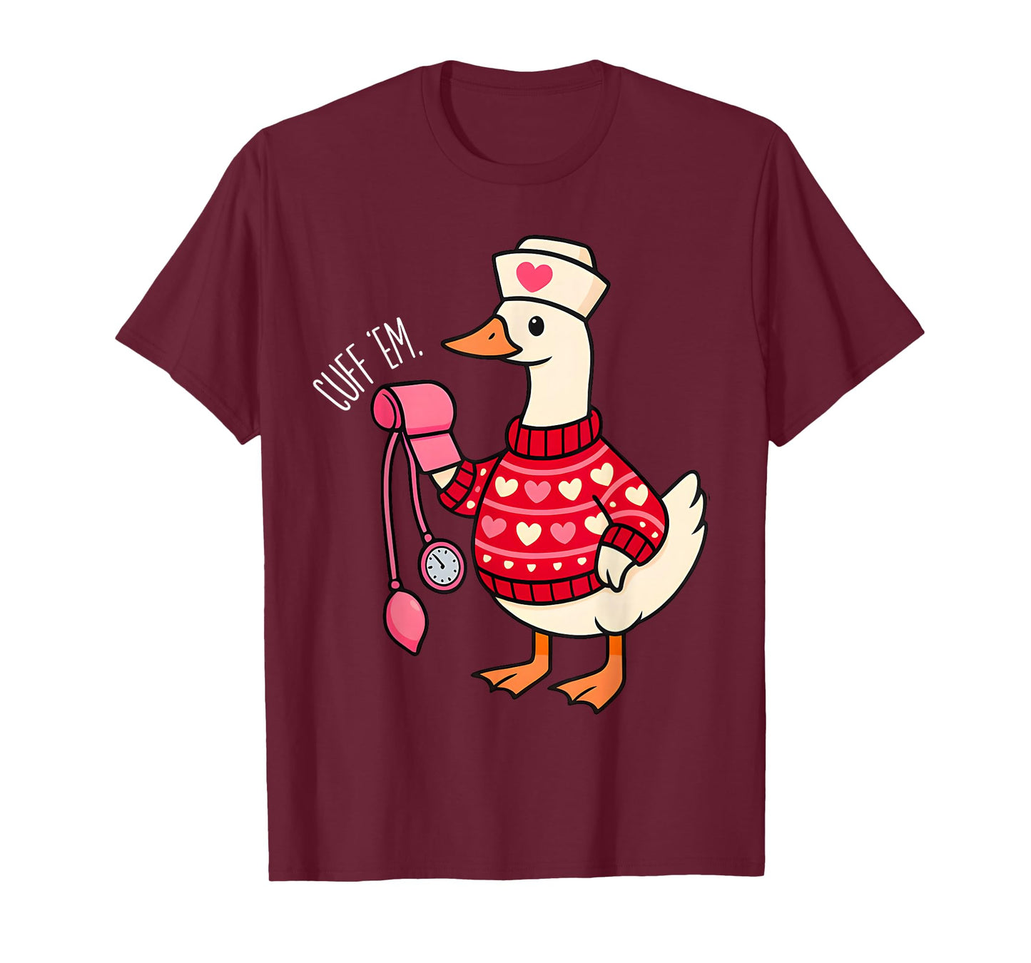 Silly Valentine Goose Nurse ER CNA LPN Valentines Day T-Shirt