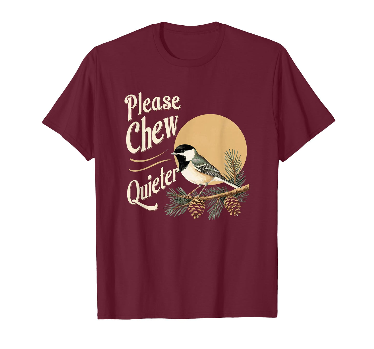 Please Chew Quieter Vintage Bird Groovy Design T-Shirt