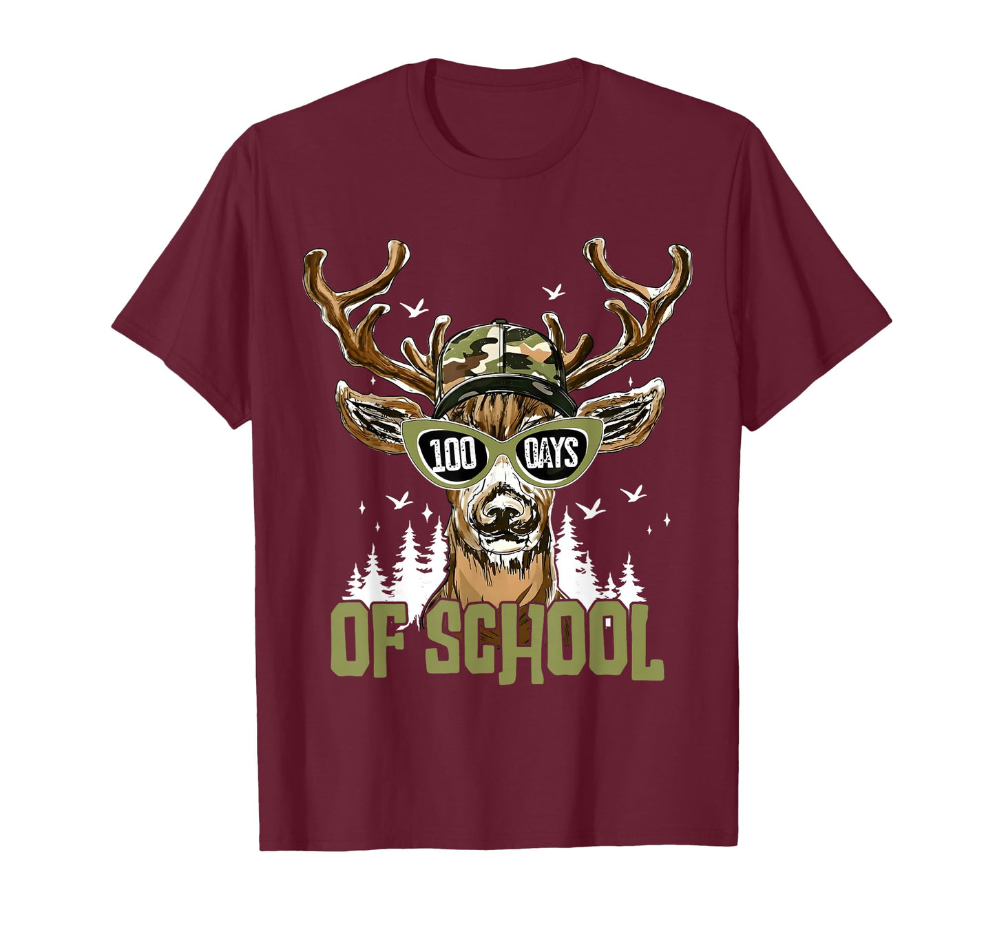 100 Days of School Funny Buck Deer Hunter Boy Girl Teacher T-Shirt