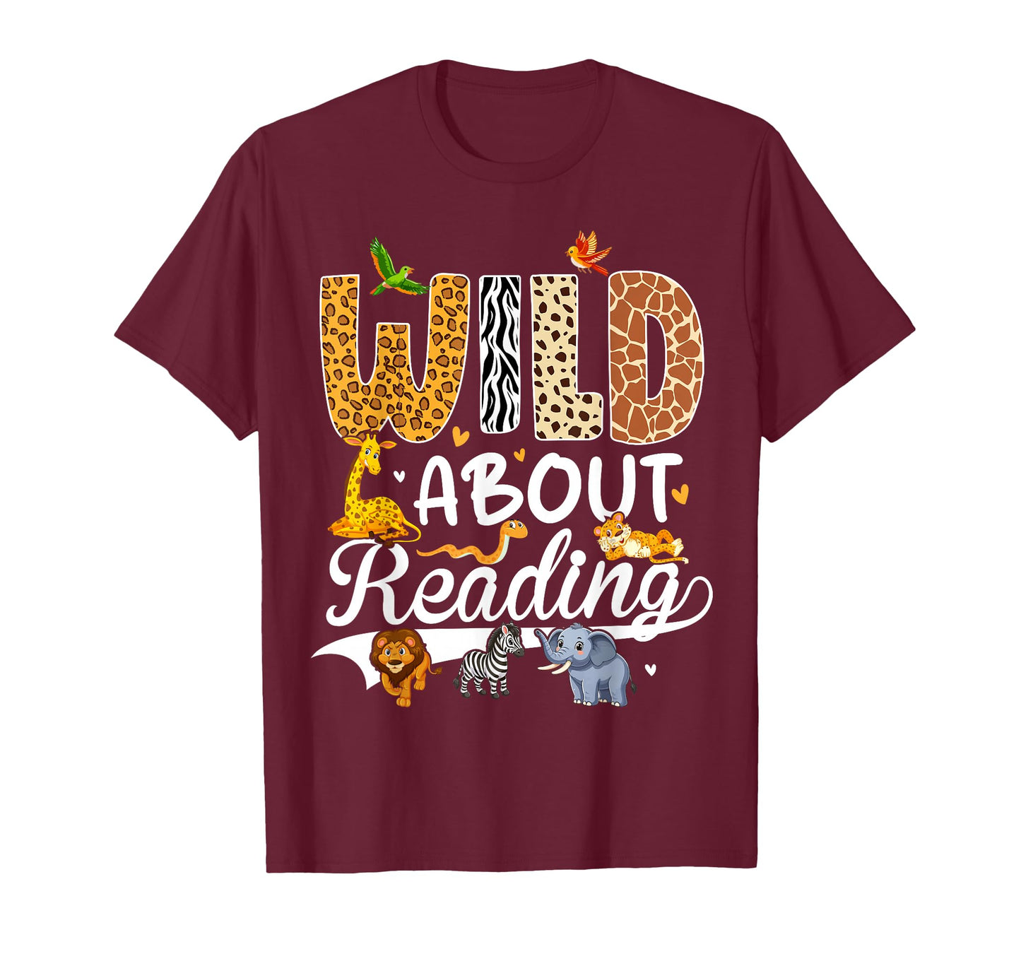 Wild About Reading Funny Book Lover Bookworm Library Day T-Shirt