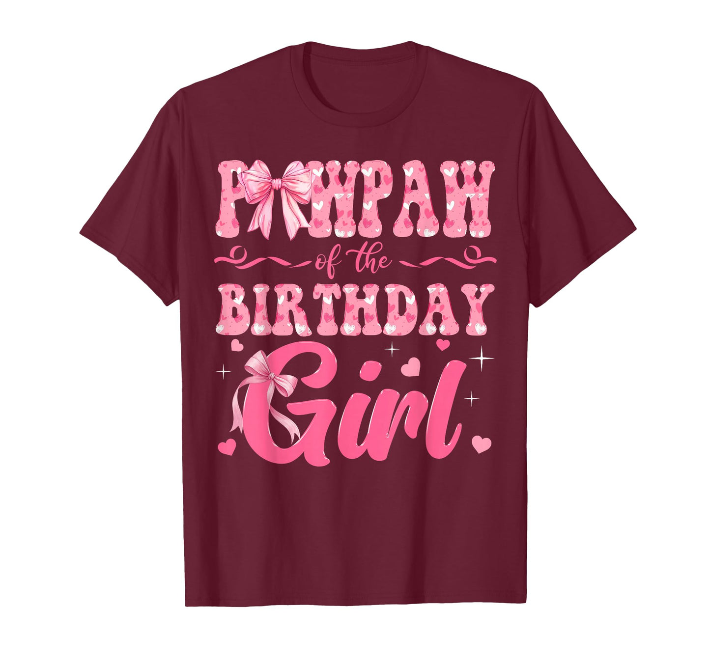 Pawpaw of The Birthday Girl Family Pink Coquette Bow T-Shirt