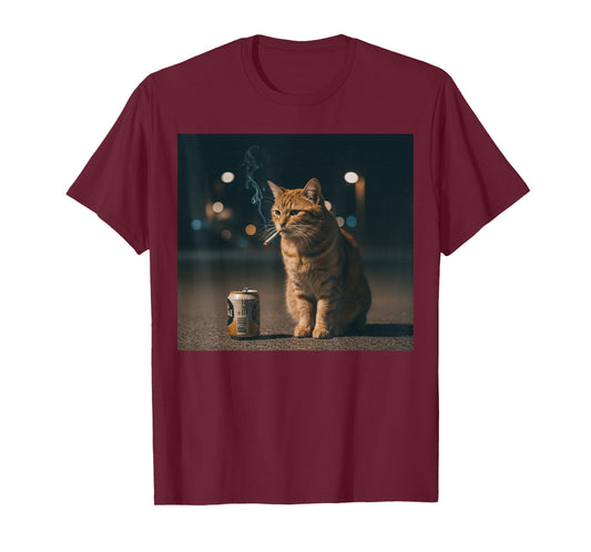 Funny Smoking Orange Cat Meme T-Shirt