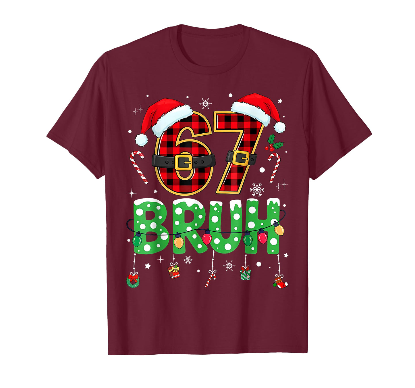 Bruh 67 Six Seven 6 7 Meme Christmas Funny Boy Girl Kids T-Shirt