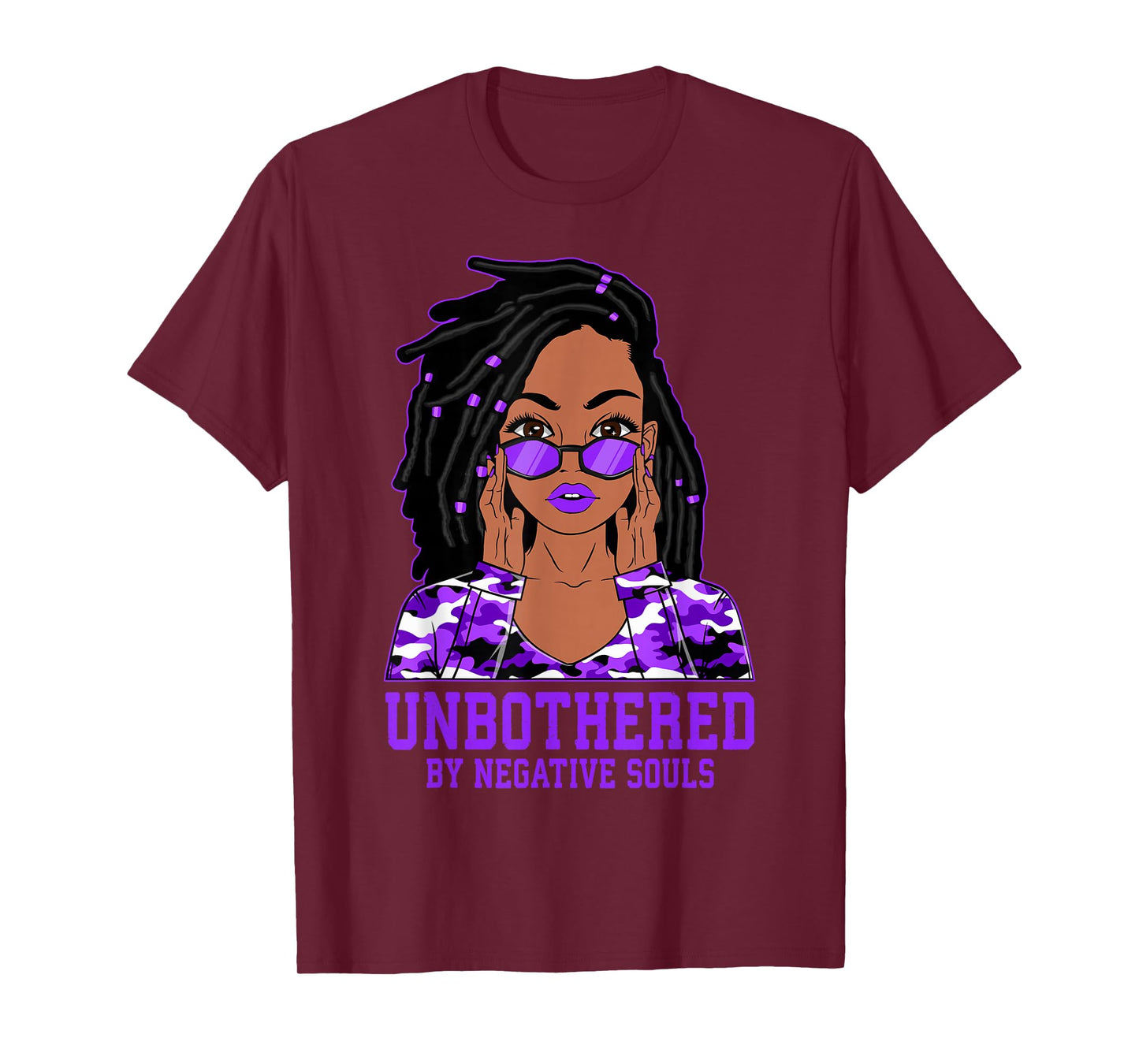 Unbothered Dreadlocks Loc'd Hair Black Woman Girl Camo T-Shirt